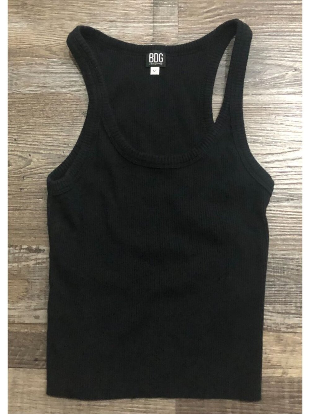 BDG Urban Outfitters Ribbed Racerback Tank Top Medium Black